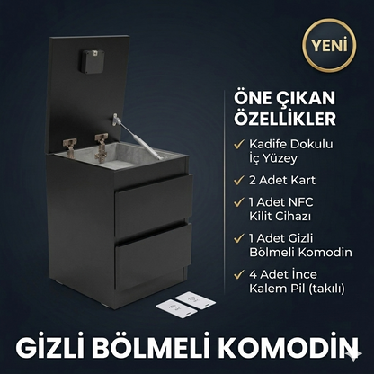 Phantom - NFC Kilitli Gizli Bölmeli Modern Komodin