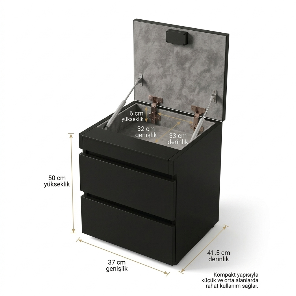 Phantom - NFC Kilitli Gizli Bölmeli Modern Komodin